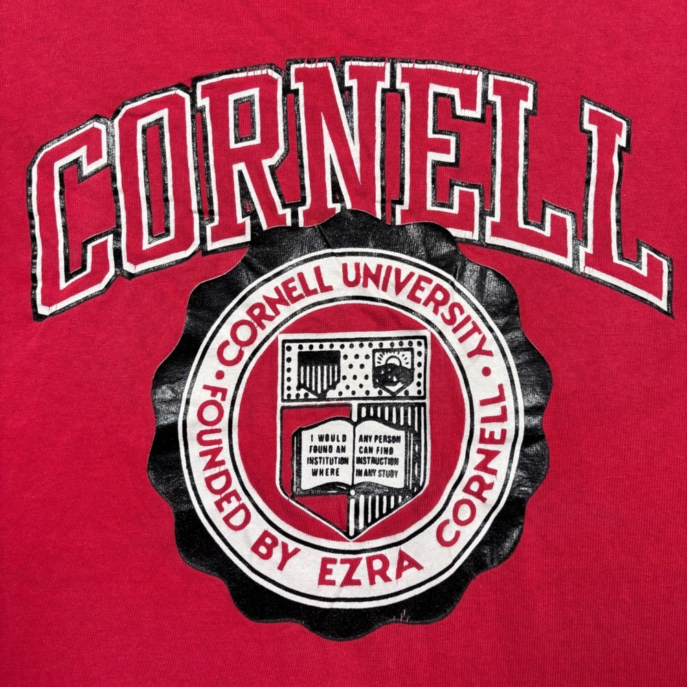 VTG 90s Champion Cornell University TShirt Men XXL Red Graphic MADE USA Distress - Picture 3 of 10